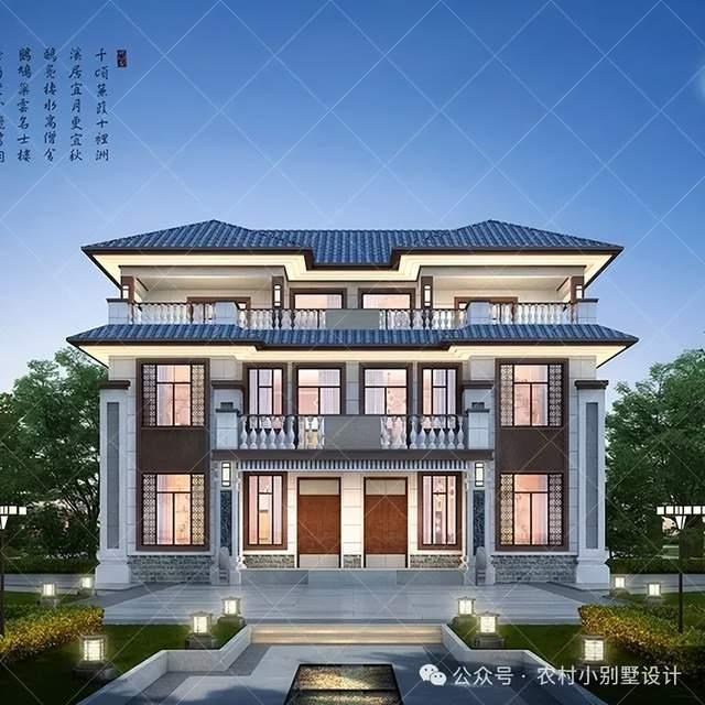 25款霸气双拼新中式三层别墅，三层新中式双拼农村自建房别墅设计 - 知乎