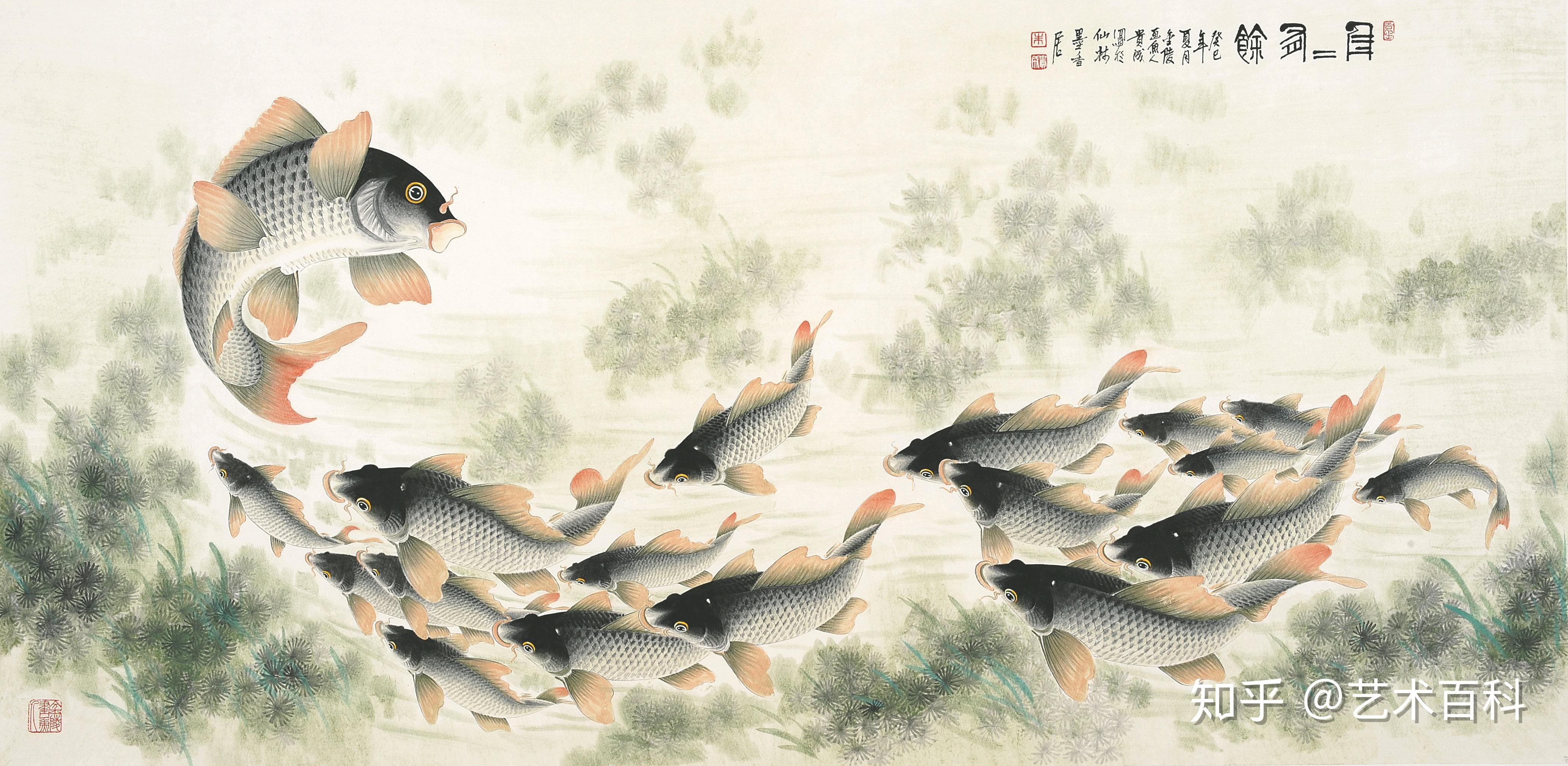 中国画鲤第一高手朱贵成工笔鱼作品欣赏