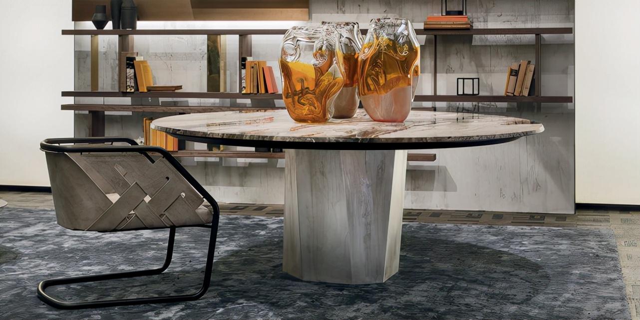 henge大理石加工的餐桌让家居空间更加敞亮