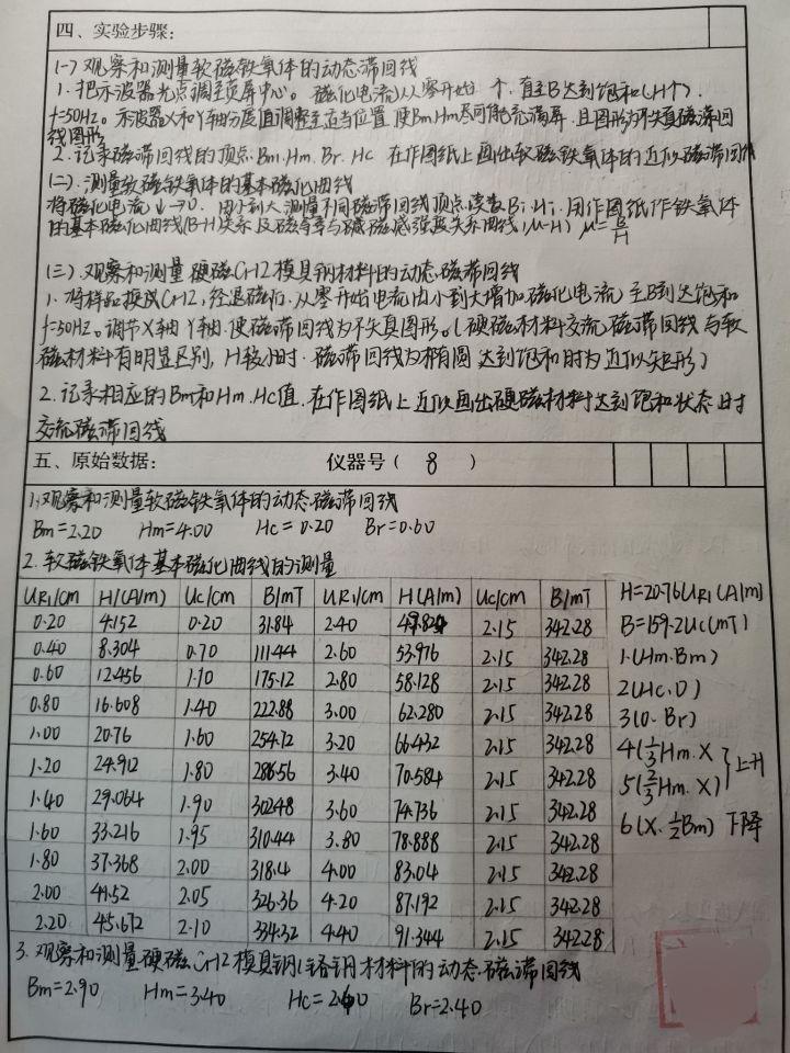 大学物理实验报告手写