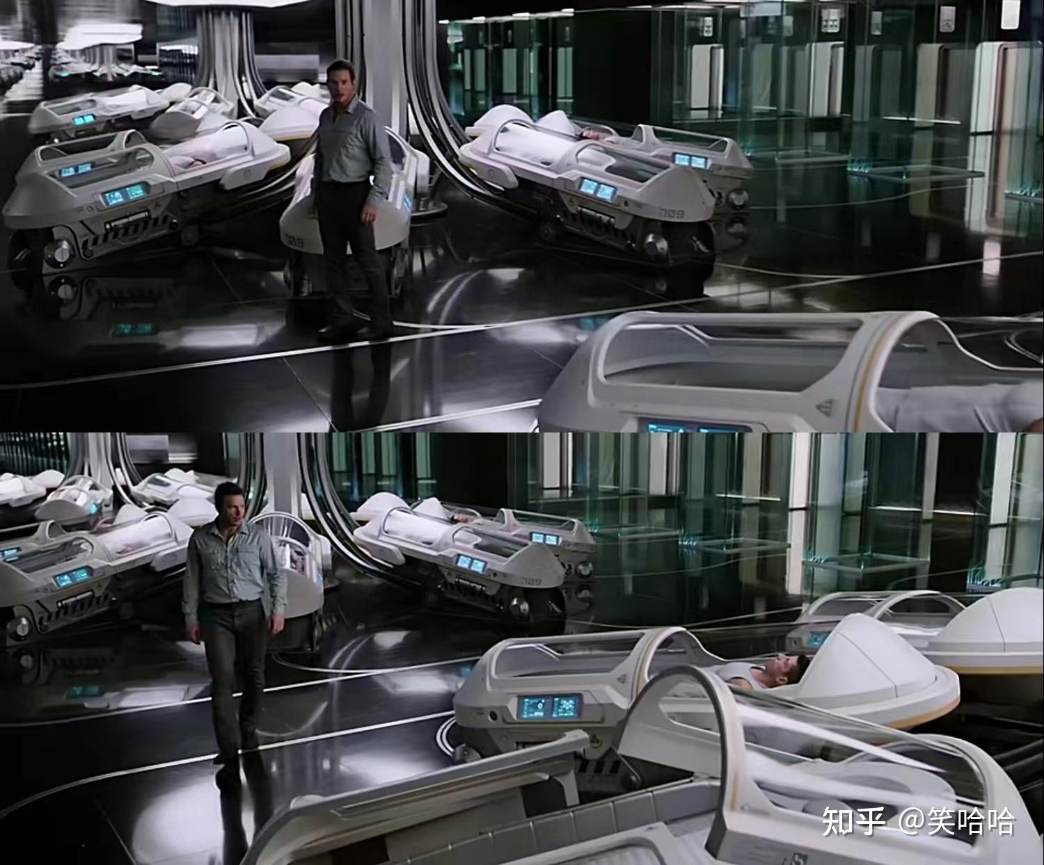 男主在向地球发送求救时,插入了一段他在乘客的休眠舱里环顾的画面,我