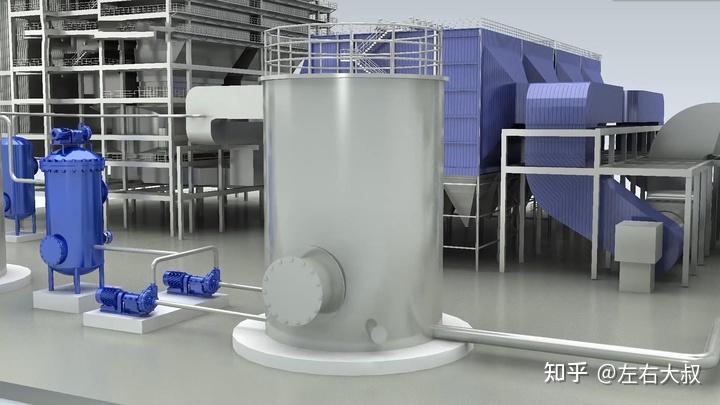 流化床锅炉烟气脱硝技术工艺流程动画-锅炉烟气治理工业设备原理三维