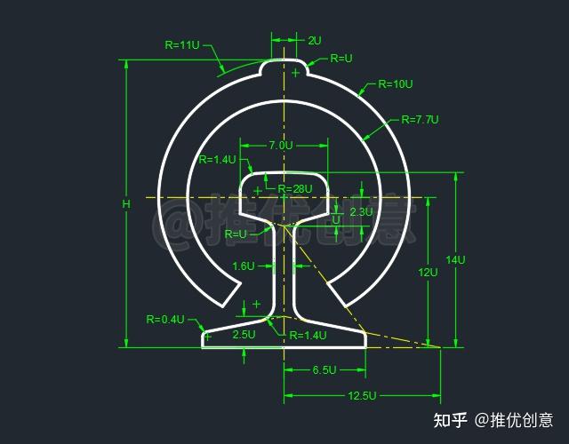 工程制图中中国铁路路徽怎么画啊