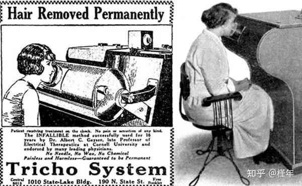 疯狂脱毛史:硫酸脱毛,烙铁脱毛,电击脱毛,核辐射脱毛……女人对自己有