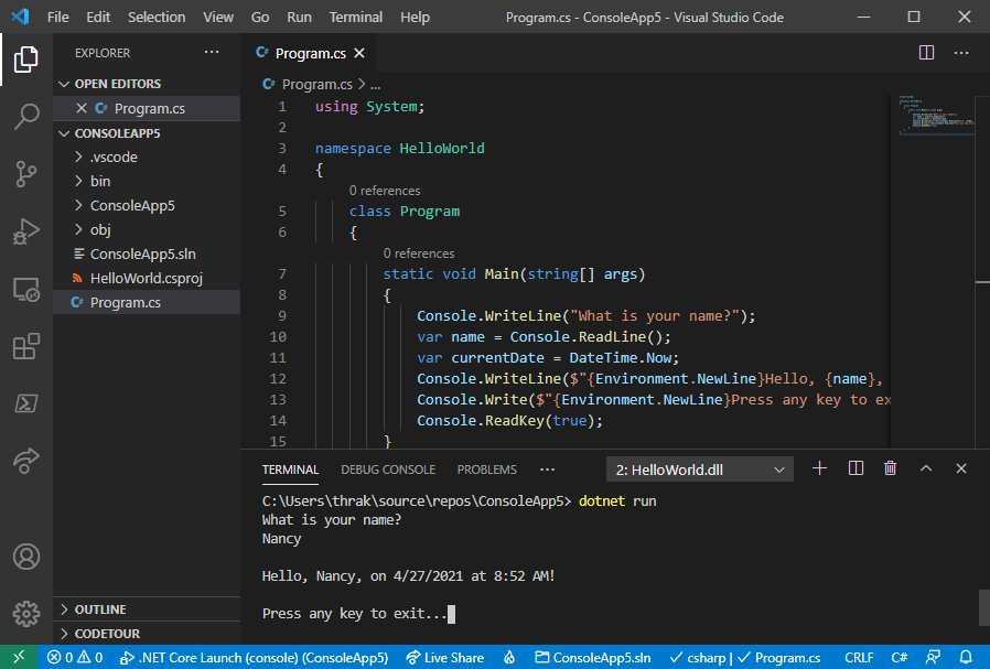  vs code c 
