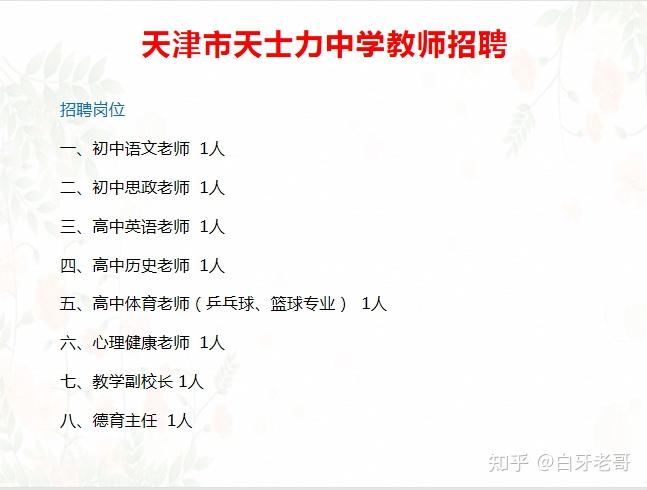 72天津市天士力中学教师招聘