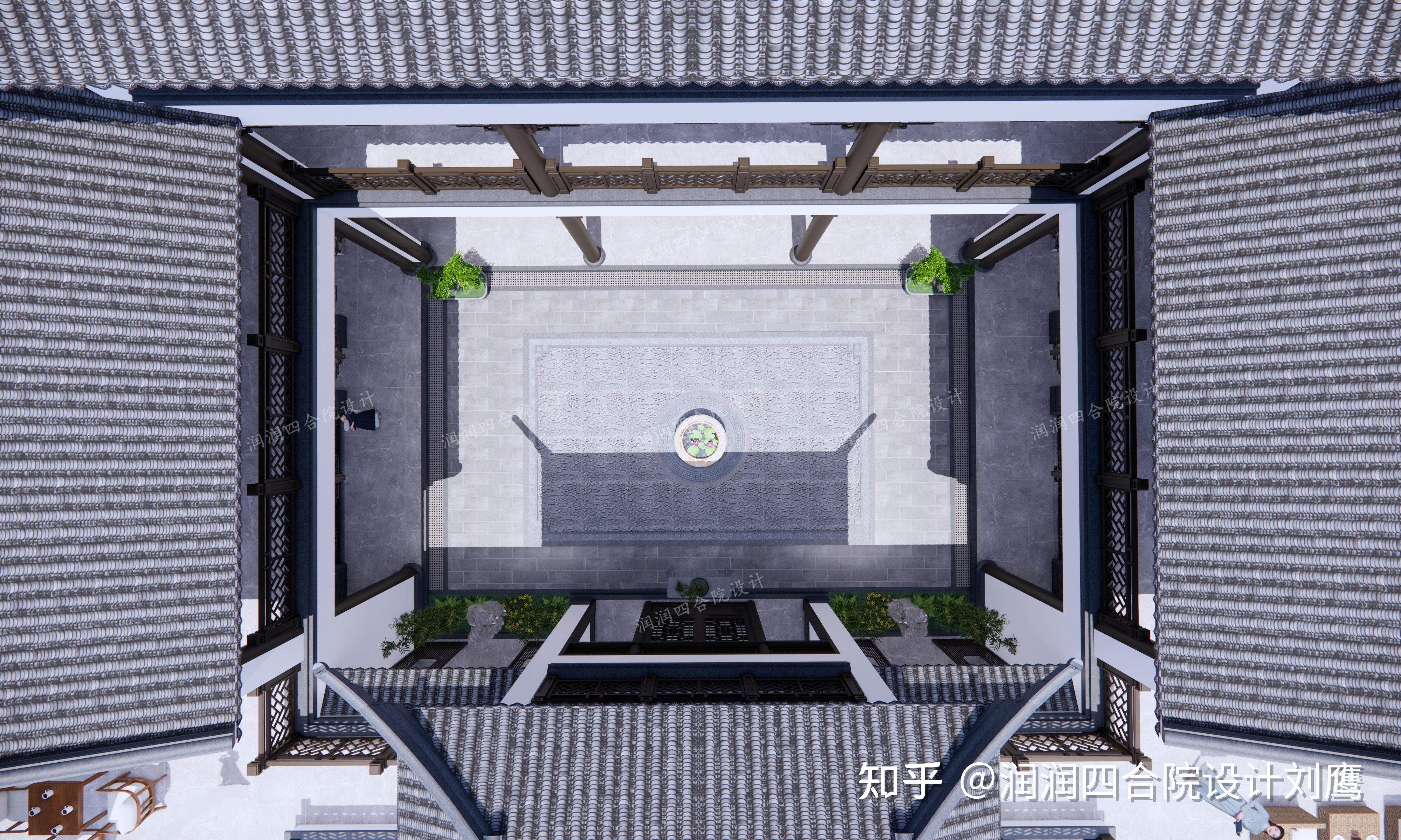 润润四合院设计刘鹰：兄弟双拼三层四合院24×18：每人一边，各自楼梯厨餐，共用中堂 - 知乎