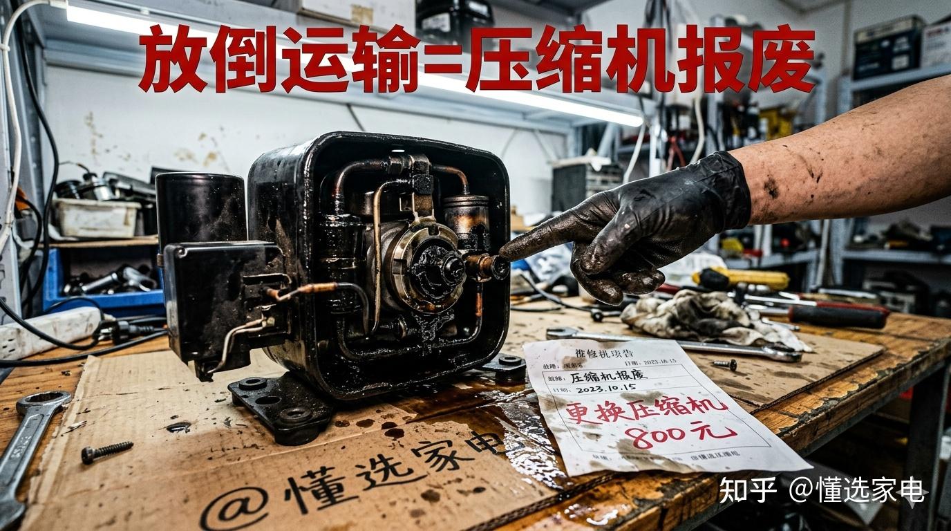 我新买的冰柜只活了一天!!!关于冰柜可以放倒运输吗,被搬家公司一句“都这样搬”坑到血本无归