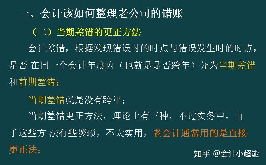 (3)補充登記法(4)直接更正法三,前期差錯的更正方法.