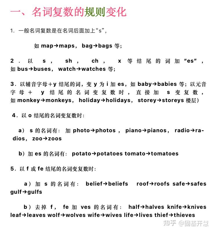 名词复数的一些规则总结 - 知乎