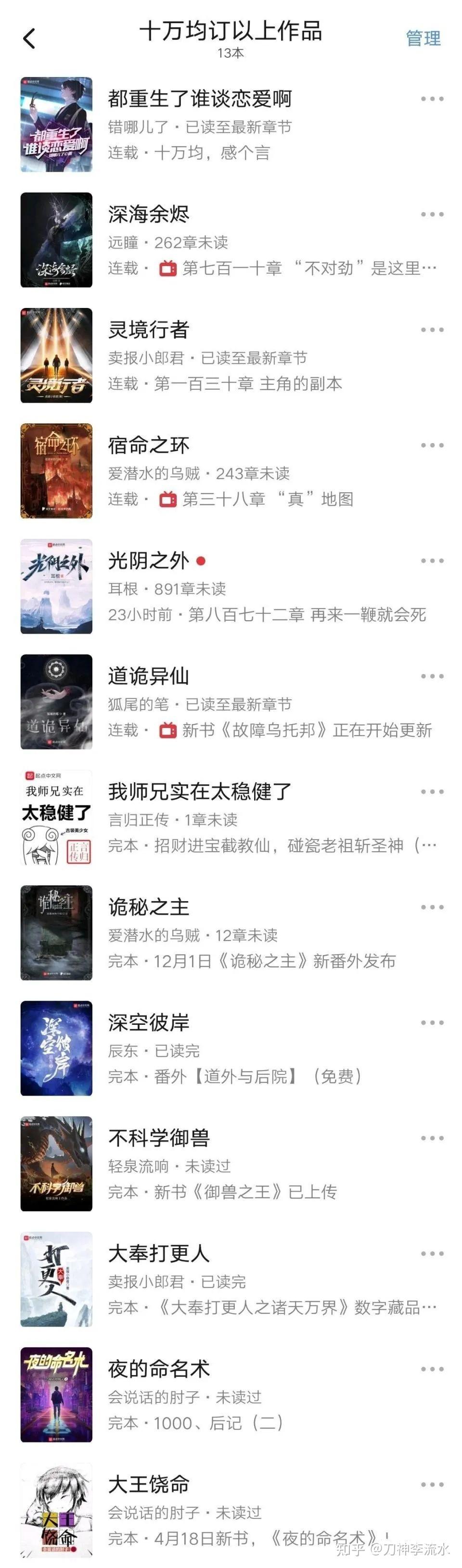 网文界风云:起点十万均订以上神作,有13本了(截至12月22日) - 知乎