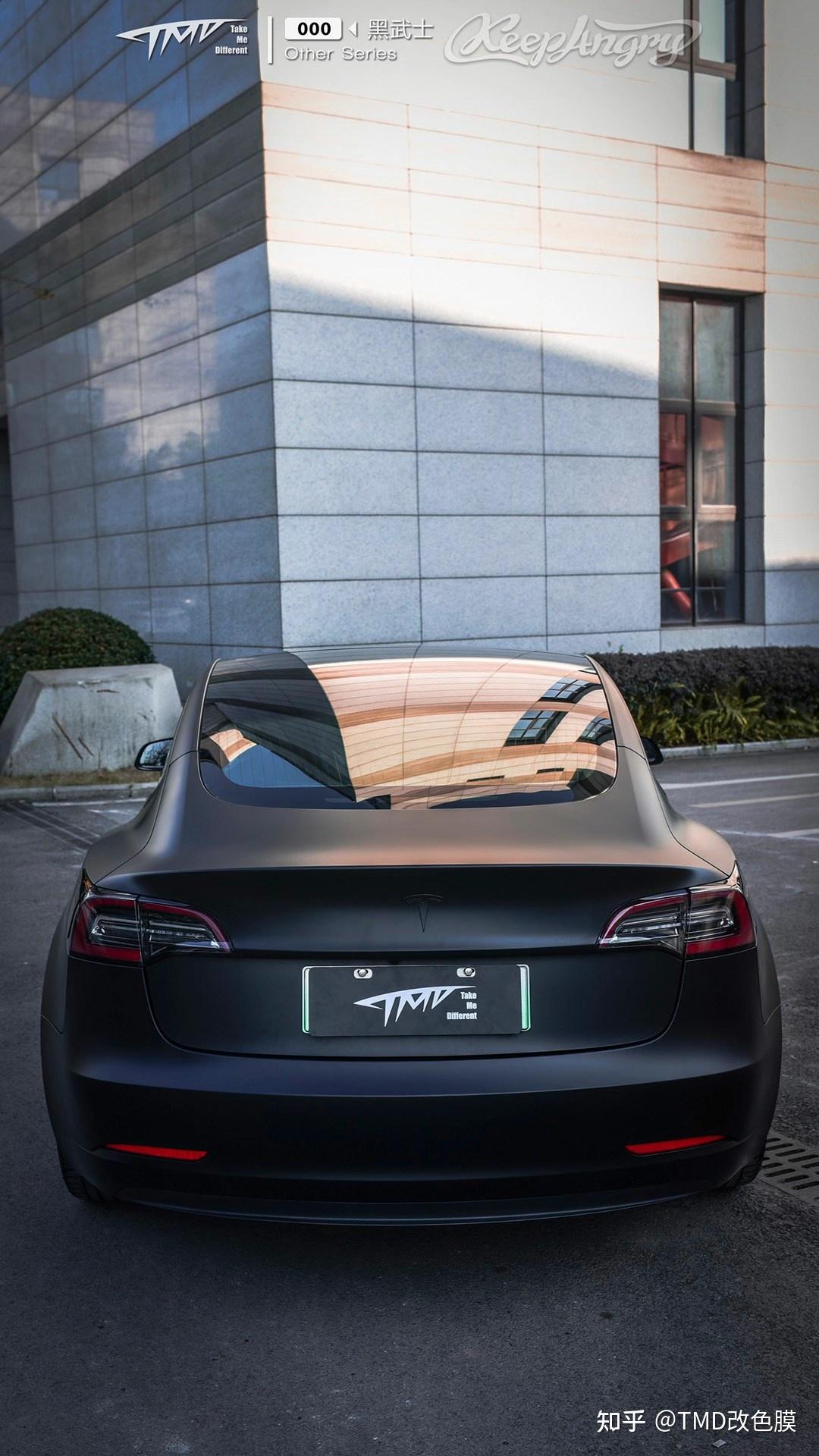 特斯拉model3tmd潮牌改色膜黑武士
