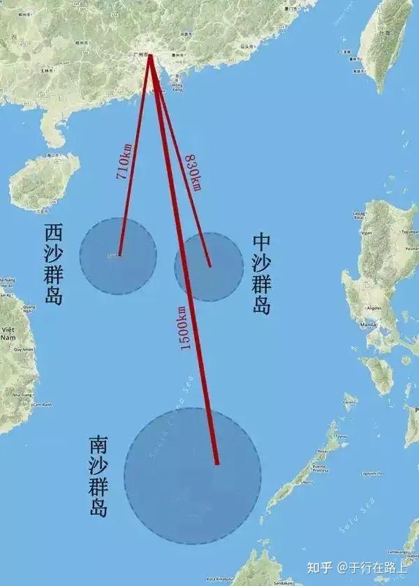 的海域疆土,尤其在南海,離陸地距離較遠,離越南或美國軍事基地卻很近