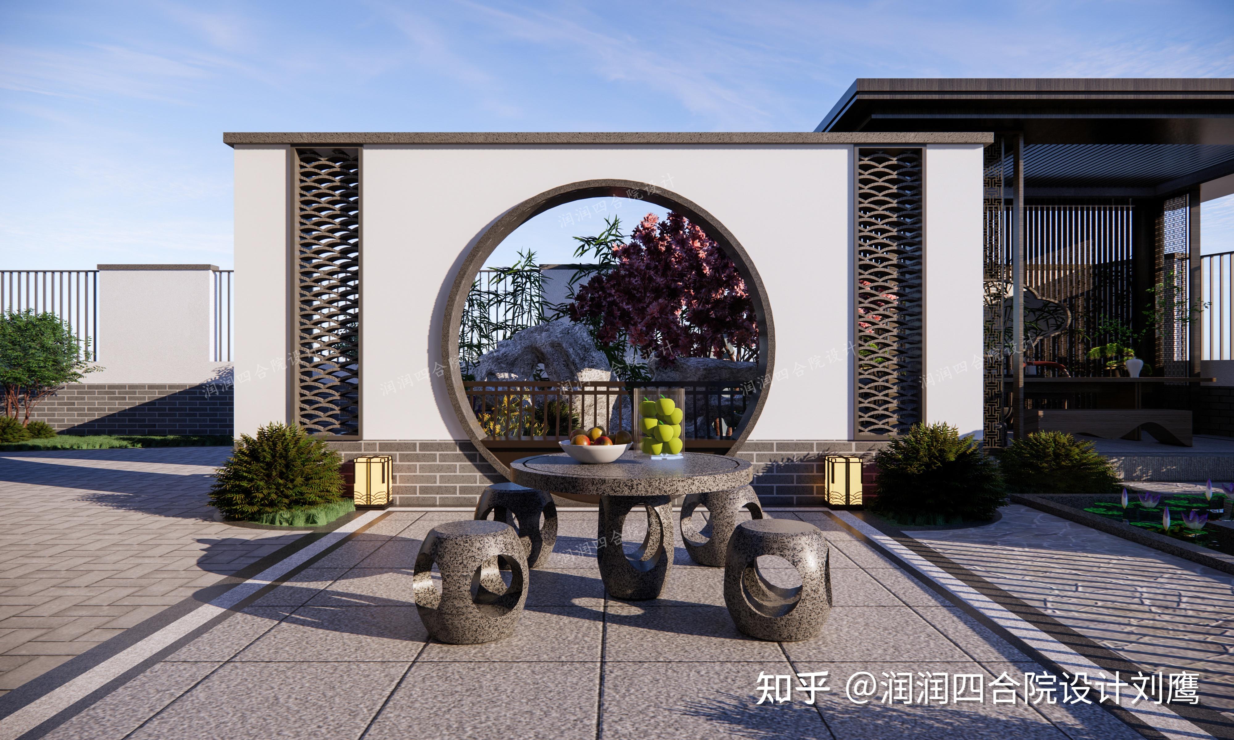 润润四合院设计小房大院120平米新中式别墅前庭后院还有车库