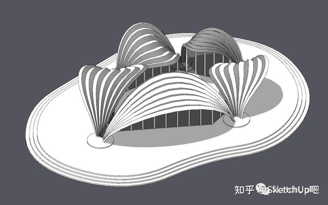 如何用sketchup建模扎哈事务所曲面项目