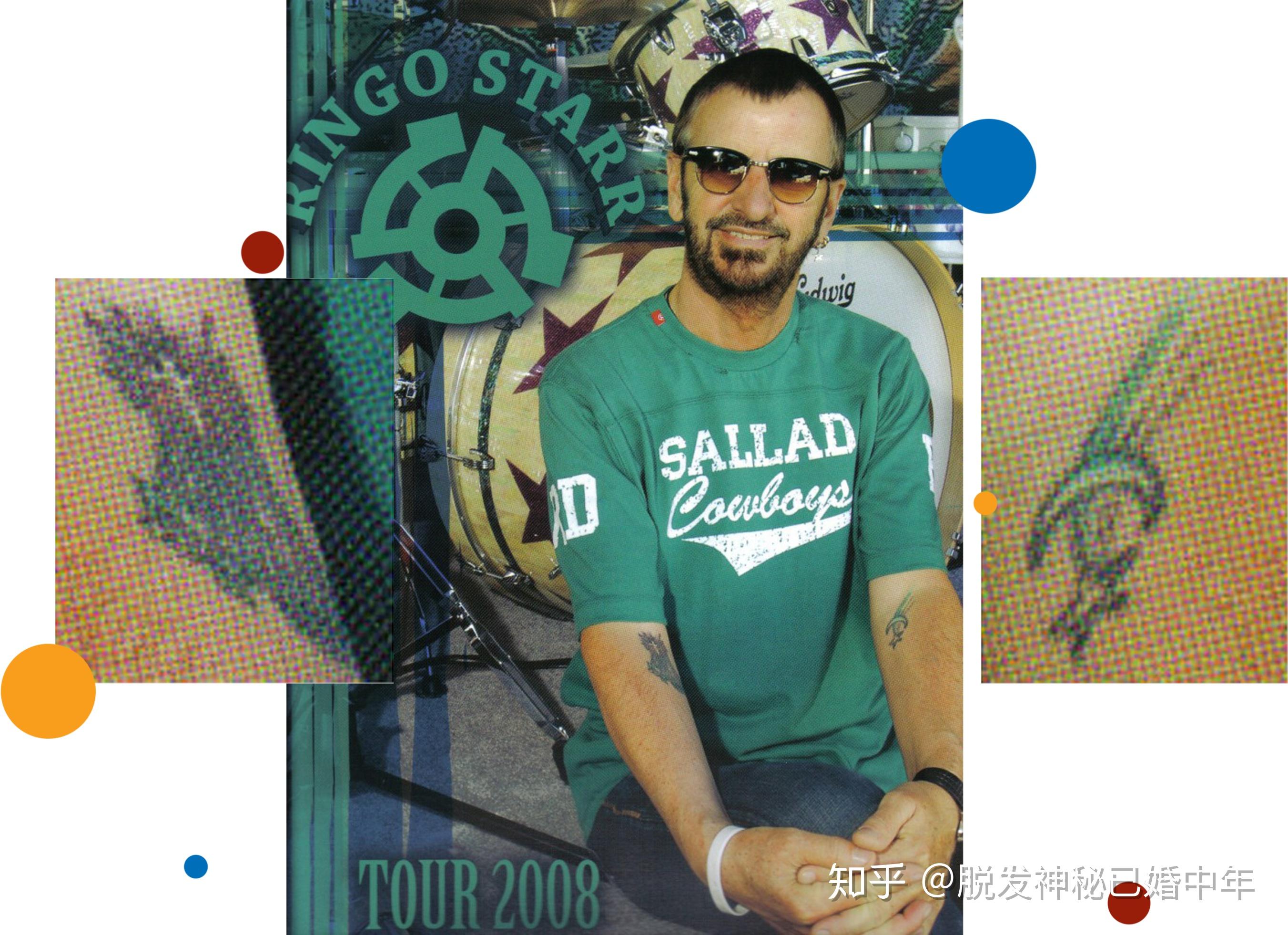 披头士四人当中好像只有ringo starr有纹身,因为在《unfinished music