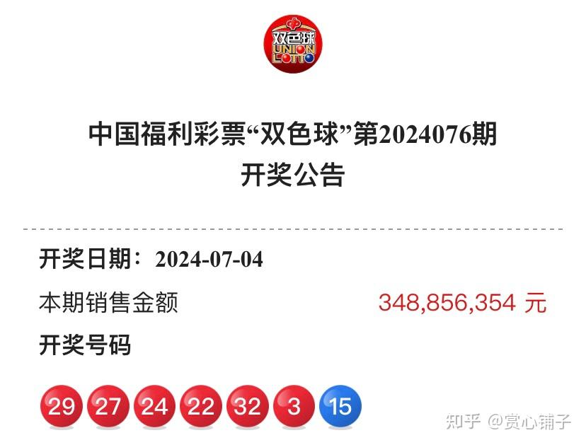 中国福利彩票"双色球"第2024077期开奖结果预测推算