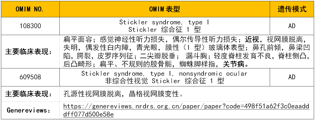 案例分享罕见病基因诊断stickler综合征