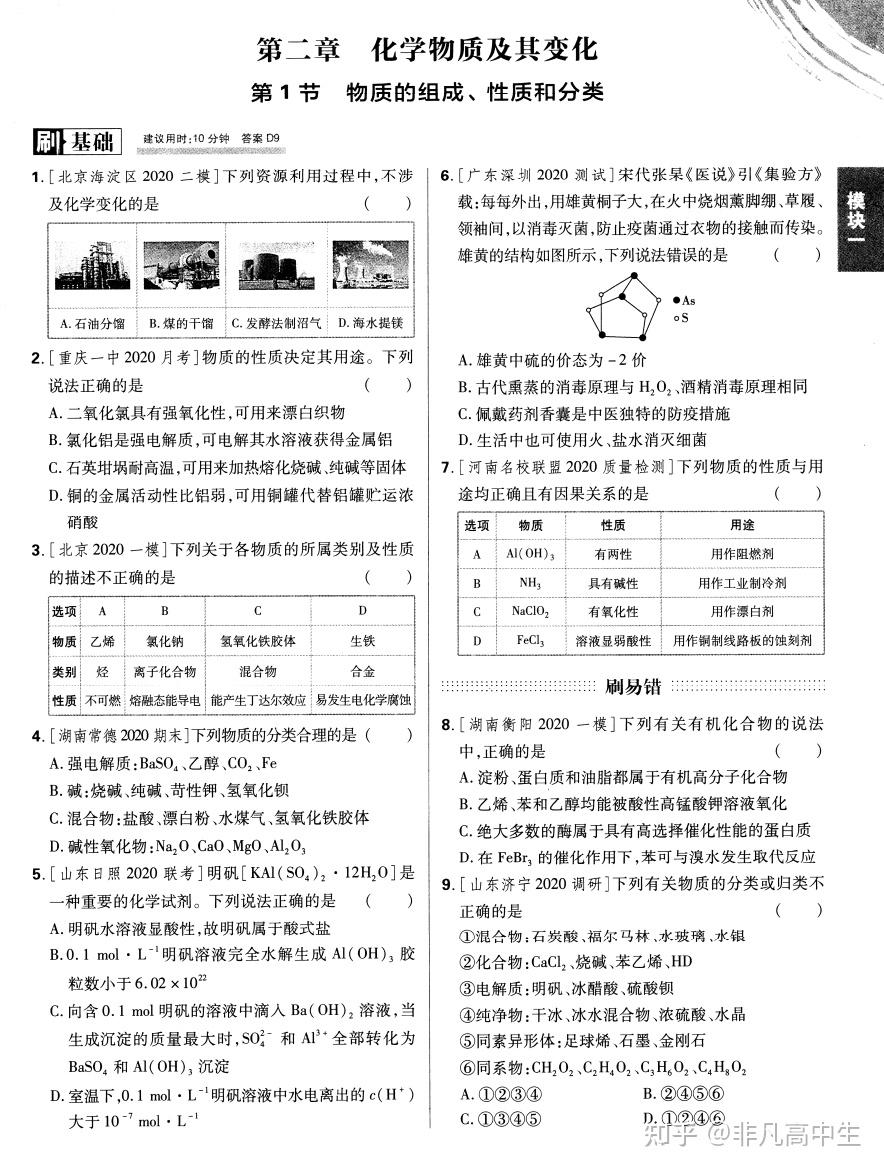 2021高考化學二三輪必刷題合訂版20年各省市高中模考精品題彙集