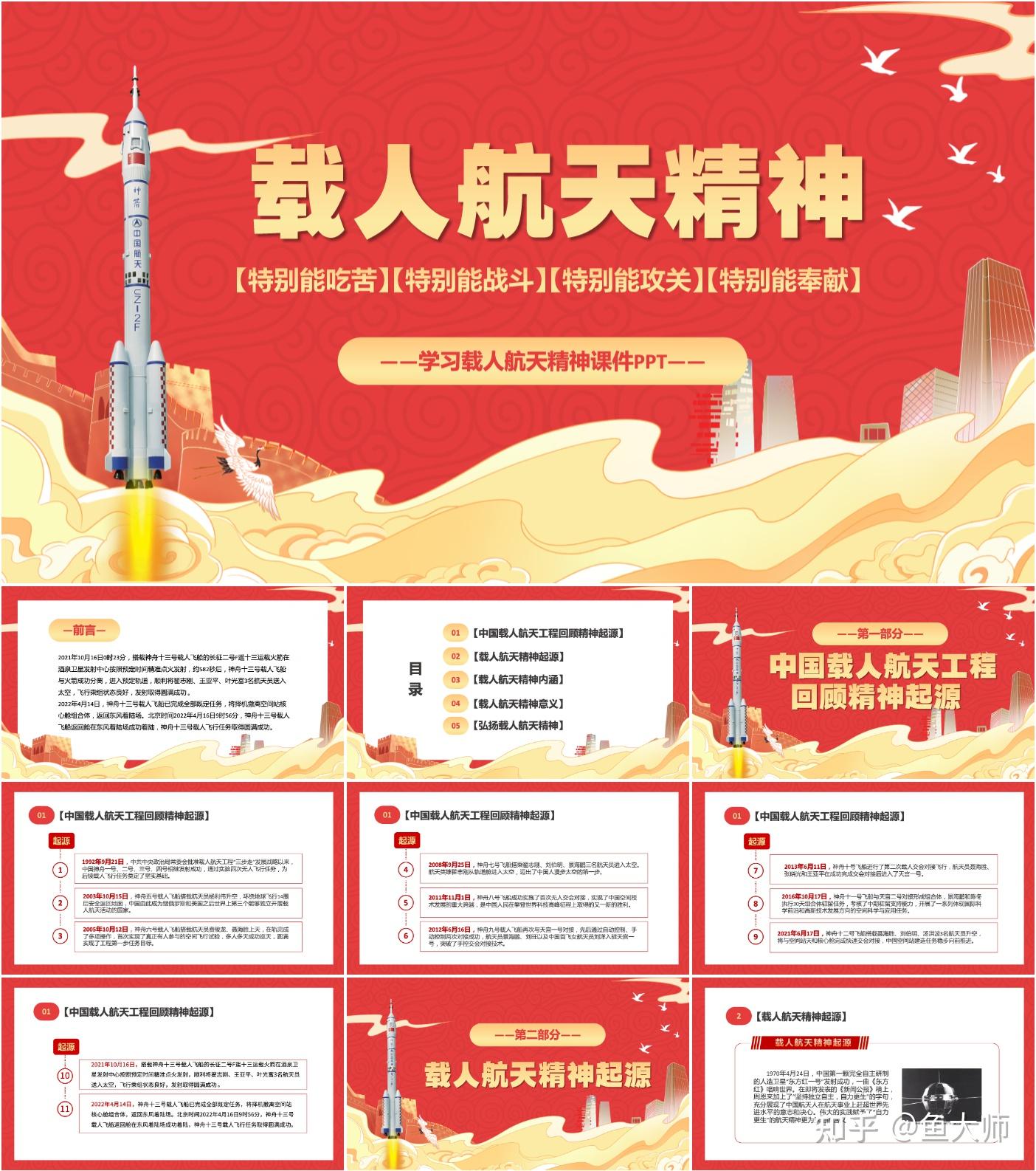 最新11套载人航天精神ppt模板