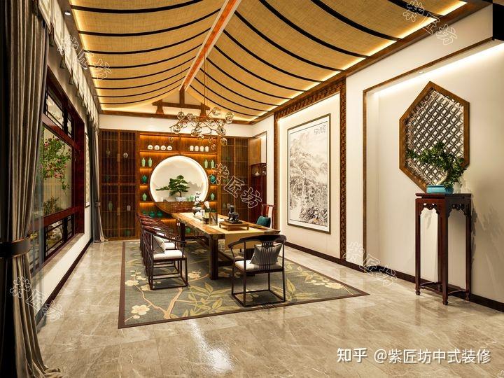 石家庄中式装修丨600㎡中式别墅设计,隽意木色勾勒传统佳韵 - 知乎