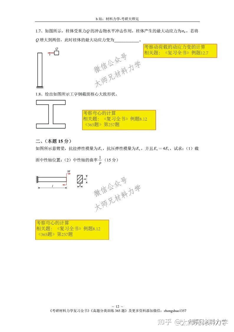 重庆大学土木考研真题846材料力学:2021年【举一反三拓展版】 - 知乎