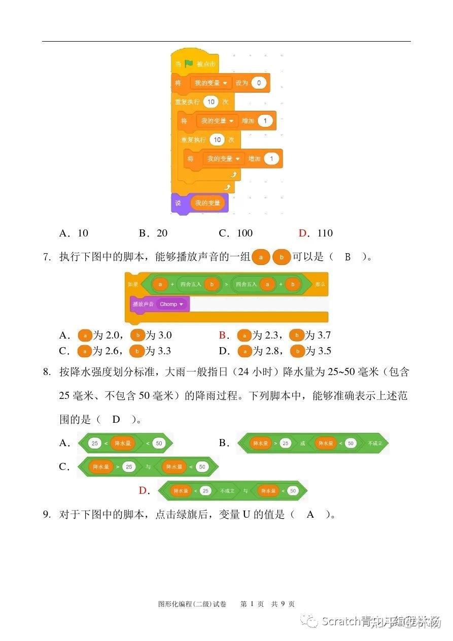 scratch等级考试二级真题竞赛篇3