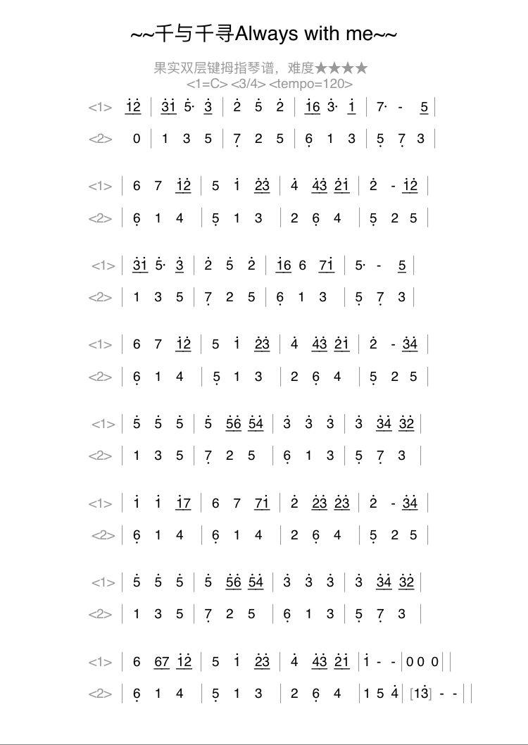拇指琴哪里有十七音的音谱