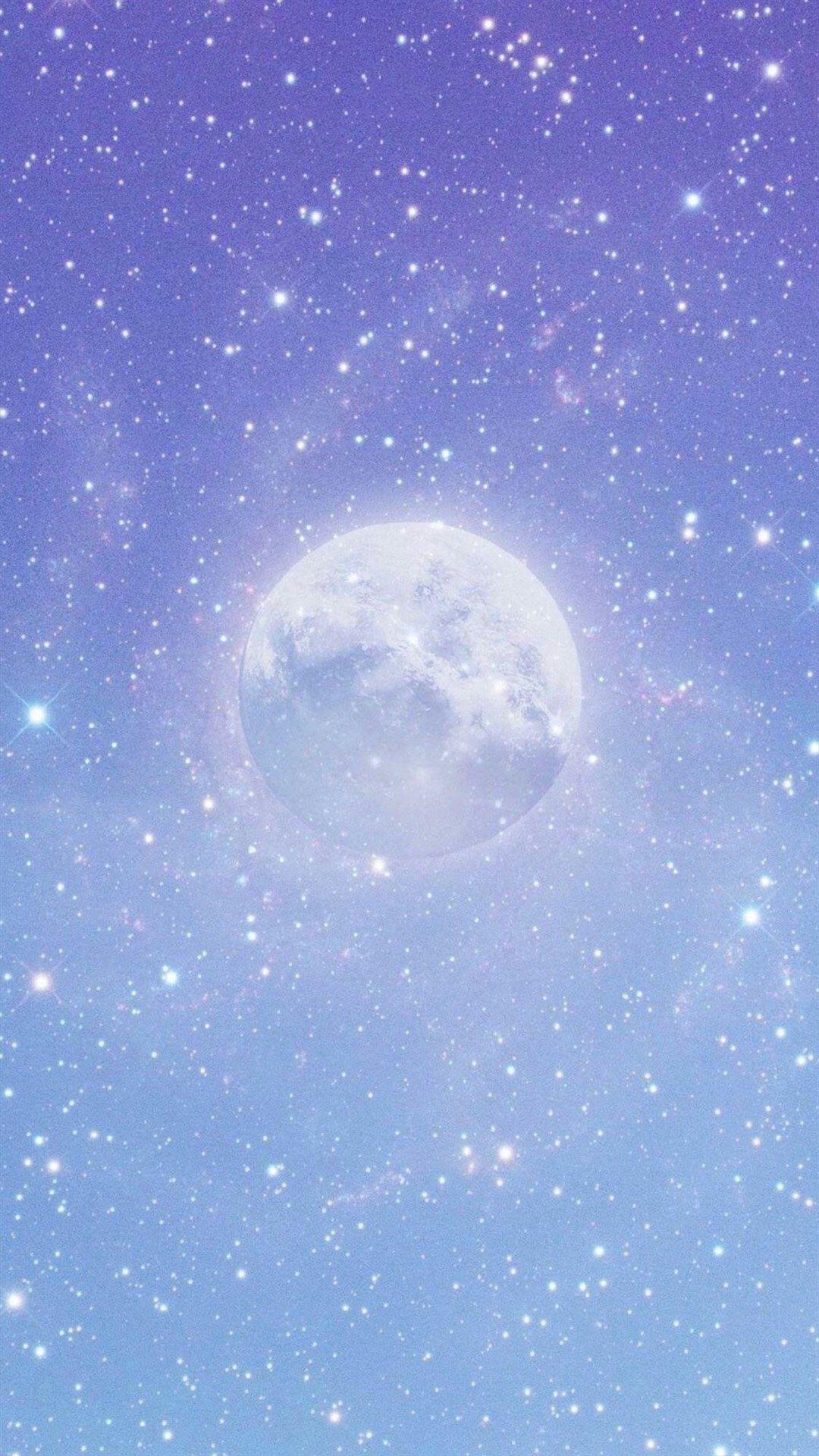 蓝色唯美月亮星辰手机锁屏壁纸丨无水印丨如月当空 - 知乎
