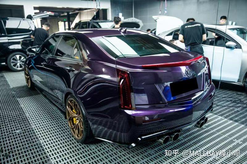 膜呗改色膜案例凯迪拉克atsl改色威尼斯紫浪漫的感觉来了