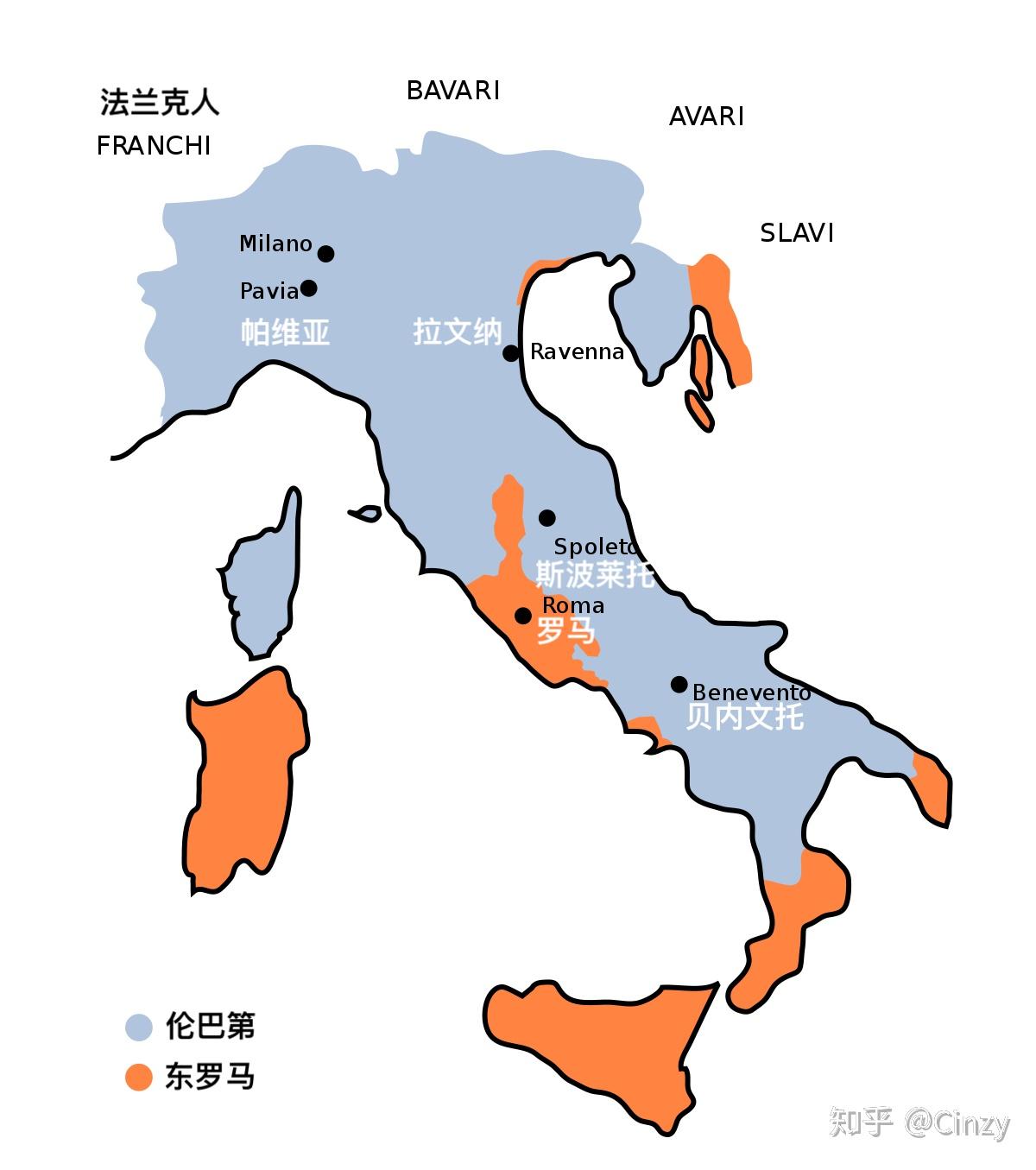 伦巴第人便入侵意大利,占领了意大利大部分地区,建立起伦巴第王国