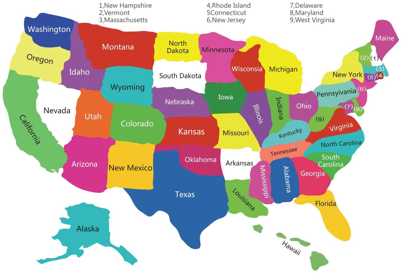 美国地区划分图片