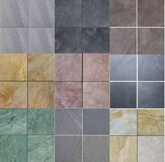 板岩的颜色随其所含有的杂质不同而变化,含铁的为红色或黄色;含碳质的