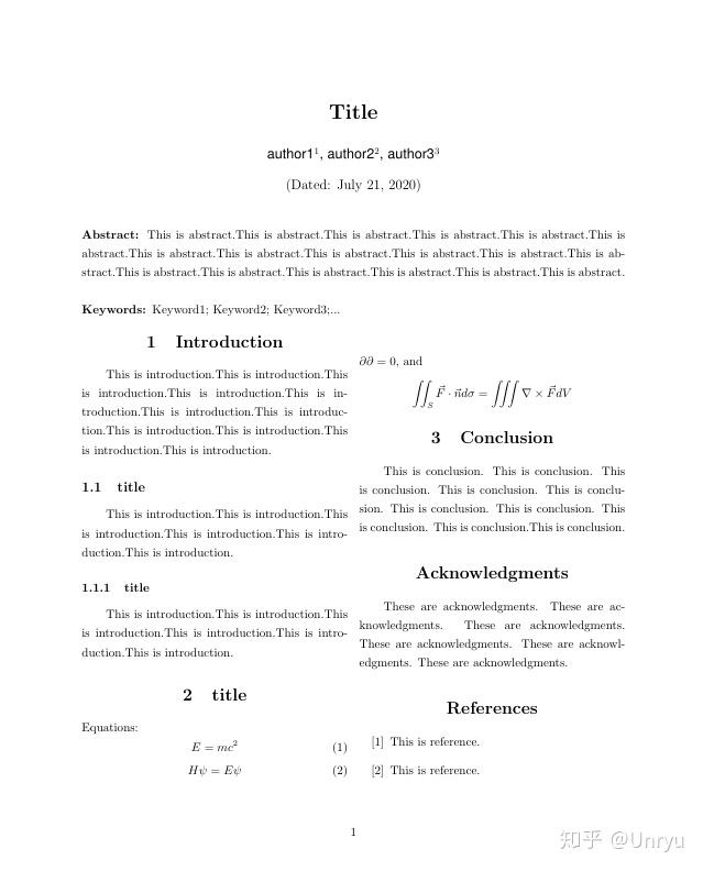 LaTeX论文模板 知乎