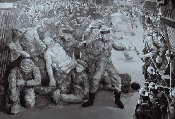 收藏于中国山东威海甲午战争纪念馆的「长崎事件」相关画作 收藏于中国山东威海甲午战争纪念馆的「长崎事件」相关画作