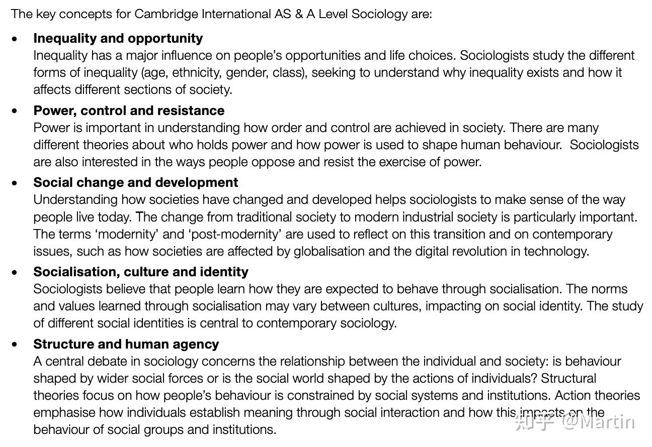 CIE 社会学 Cambridge International AS And A Level Sociology (9699) - 知乎