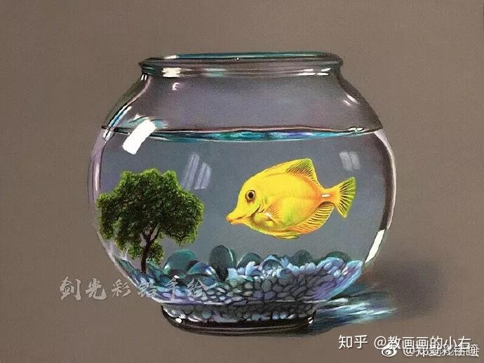 绘画艺术丨彩铅教程九个步骤教你画一个牛逼的鱼缸
