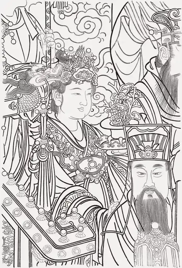 山西永乐宫三清殿-元代壁画《朝元图》:290位神仙,浩荡朝拜道祖,满壁风生星起(5)勾陈大帝【高清超大图】 - 知乎