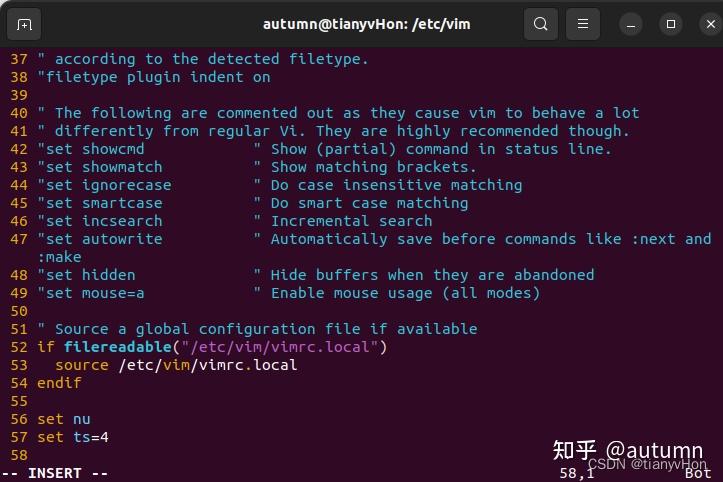 设置 vim 显示行号/ Tab 键缩进为4格 - 知乎