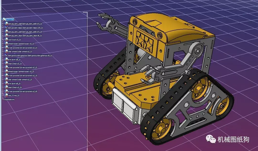 【机器人】tamiya cam三角履带机器人框架模型3d图纸 step格式