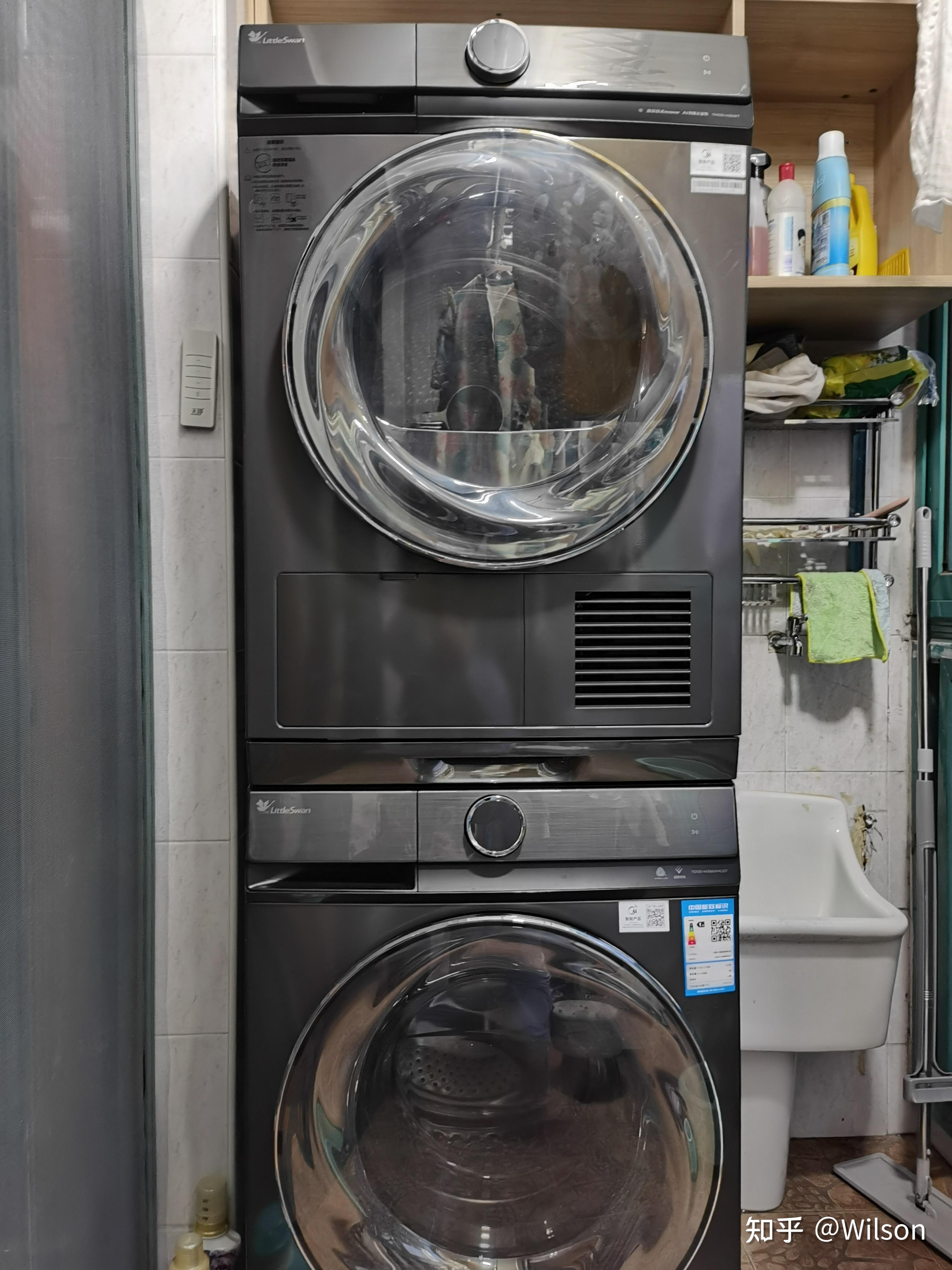 独立式烘干机能直接叠放在滚筒洗衣机上面吗? 