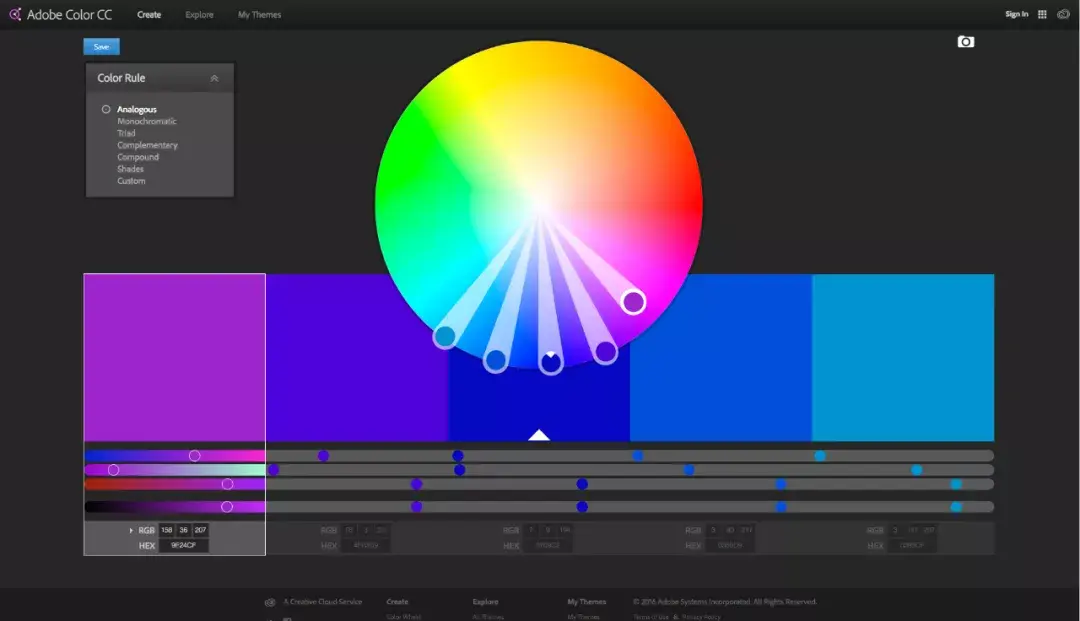 tetrad  /四分色配色