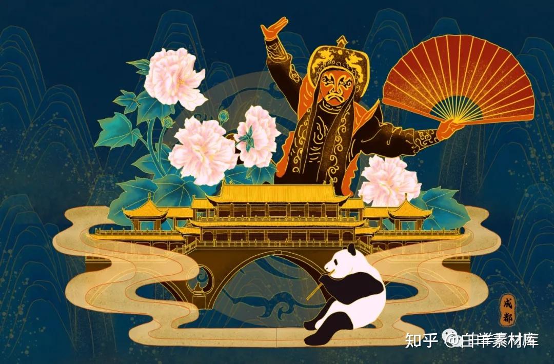 大气国潮山水神兽仙鹤psd海报素材【第582期】