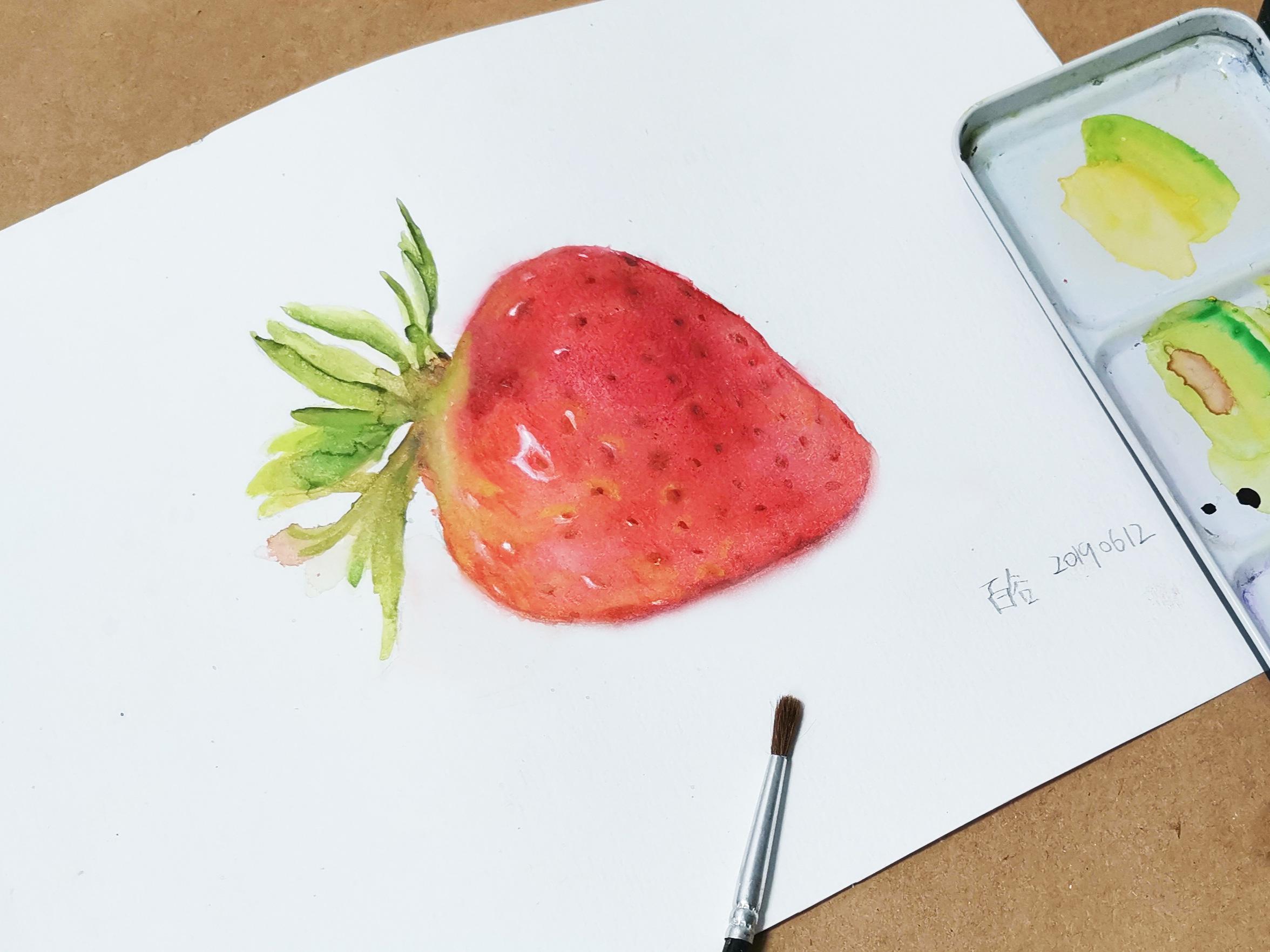 水彩习作《草莓》绘画全过程|插画|插画习作|火儿 - 原创作品 - 站酷 (ZCOOL)