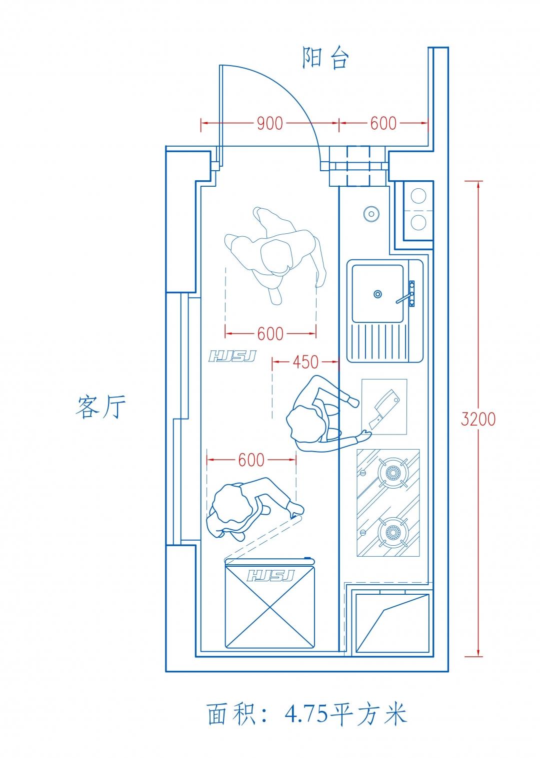 开放式厨房尺寸设计图图片