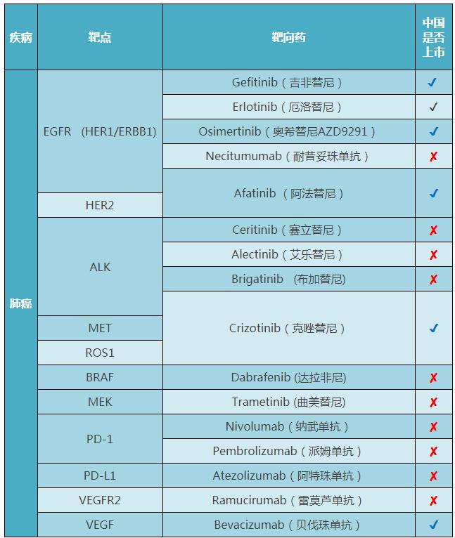 肺癌靶向药 肺癌靶向药