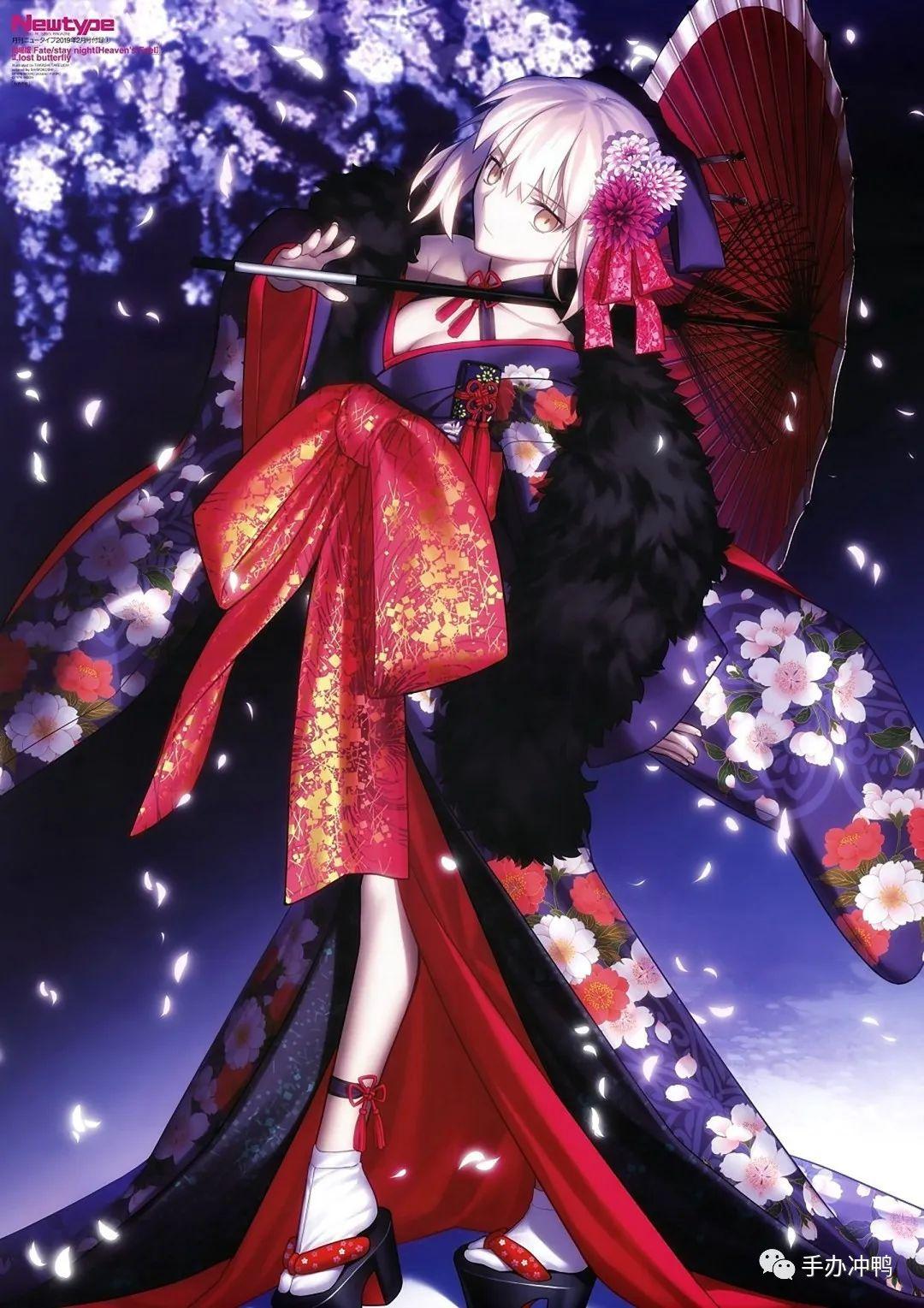 kadokawa和服黑saber:优雅的月下冷美人