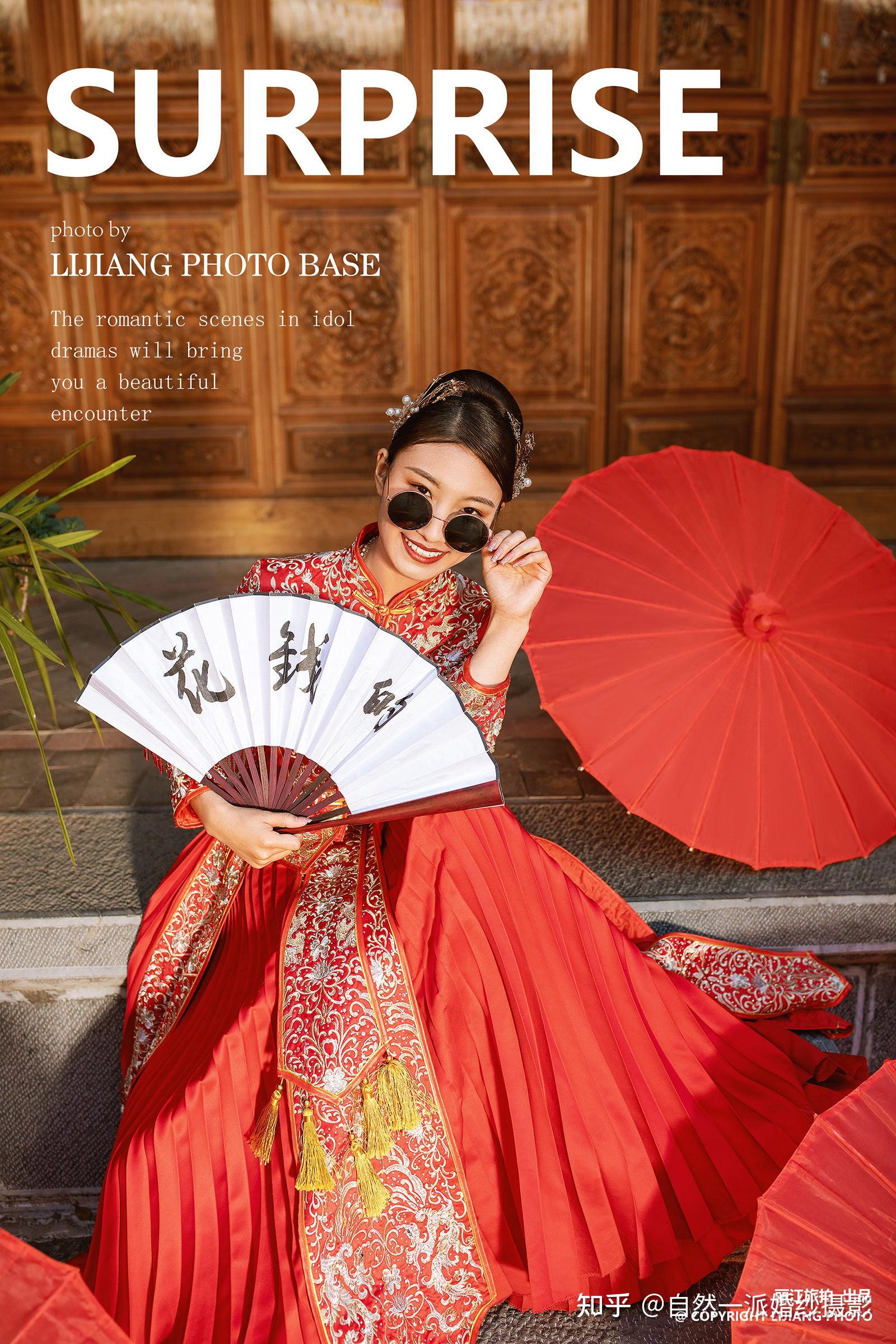 照都免不了选一套热烈的红色古装照认为红色代表着吉祥喜庆的象征自古