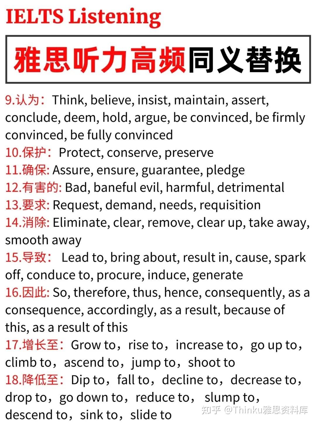 雅思听说读写同义替换词,全科汇总PDF无偿领!背完每科多拿分! - 知乎