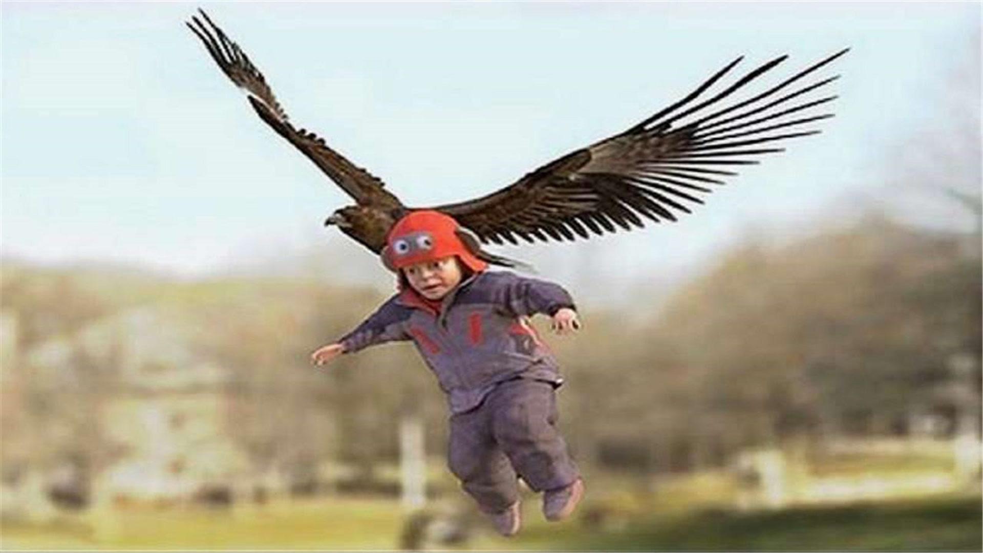 老鹰把孩子当成猎物俯冲过来抓起小孩镜头记录下全过程